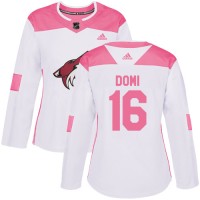 Adidas Arizona Coyotes #16 Max Domi White/Pink Authentic Fashion Women's Stitched NHL Jersey