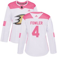 Adidas Anaheim Ducks #4 Cam Fowler White/Pink Authentic Fashion Women's Stitched NHL Jersey