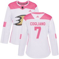 Adidas Anaheim Ducks #7 Andrew Cogliano White/Pink Authentic Fashion Women's Stitched NHL Jersey