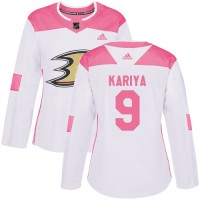 Adidas Anaheim Ducks #9 Paul Kariya White/Pink Authentic Fashion Women's Stitched NHL Jersey
