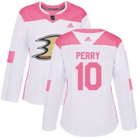 Adidas Anaheim Ducks #10 Corey Perry White/Pink Authentic Fashion Women's Stitched NHL Jersey