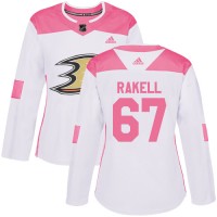 Adidas Anaheim Ducks #67 Rickard Rakell White/Pink Authentic Fashion Women's Stitched NHL Jersey