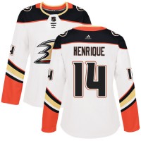 Adidas Anaheim Ducks #14 Adam Henrique White Road Authentic Women's Stitched NHL Jersey