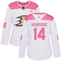 Adidas Anaheim Ducks #14 Adam Henrique White/Pink Authentic Fashion Women's Stitched NHL Jersey