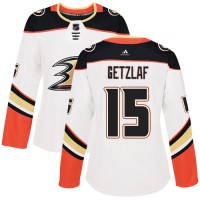Adidas Anaheim Ducks #15 Ryan Getzlaf White Road Authentic Women's Stitched NHL Jersey