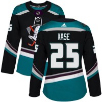Adidas Anaheim Ducks #25 Ondrej Kase Black/Teal Alternate Authentic Women's Stitched NHL Jersey
