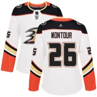 Adidas Anaheim Ducks #26 Brandon Montour White Road Authentic Women's Stitched NHL Jersey