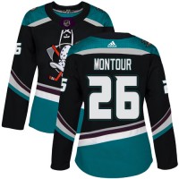 Adidas Anaheim Ducks #26 Brandon Montour Black/Teal Alternate Authentic Women's Stitched NHL Jersey