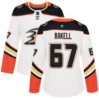 Adidas Anaheim Ducks #67 Rickard Rakell White Road Authentic Women's Stitched NHL Jersey