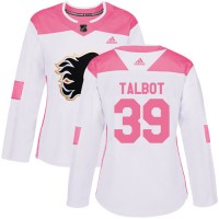Adidas Calgary Flames #39 Cam Talbot White/Pink Authentic Fashion Women's Stitched NHL Jersey