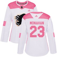 Adidas Calgary Flames #23 Sean Monahan White/Pink Authentic Fashion Women's Stitched NHL Jersey
