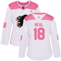 Adidas Calgary Flames #18 James Neal White/Pink Authentic Fashion Women's Stitched NHL Jersey
