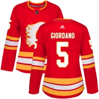 Adidas Calgary Flames #5 Mark Giordano Red Alternate Authentic Women's Stitched NHL Jersey