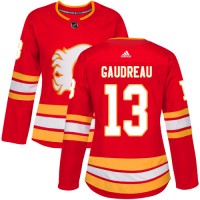 Adidas Calgary Flames #13 Johnny Gaudreau Red Alternate Authentic Women's Stitched NHL Jersey