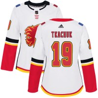 Adidas Calgary Flames #19 Matthew Tkachuk White Road Authentic Women's Stitched NHL Jersey