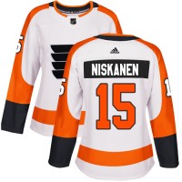 Adidas Philadelphia Flyers #15 Matt Niskanen White Road Authentic Women's Stitched NHL Jersey