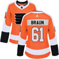 Adidas Philadelphia Flyers #61 Justin Braun Orange Home Authentic Women's Stitched NHL Jersey