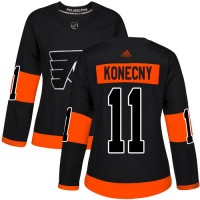 Adidas Philadelphia Flyers #11 Travis Konecny Black Alternate Authentic Women's Stitched NHL Jersey