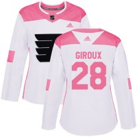 Adidas Philadelphia Flyers #28 Claude Giroux White/Pink Authentic Fashion Women's Stitched NHL Jersey