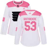 Adidas Philadelphia Flyers #53 Shayne Gostisbehere White/Pink Authentic Fashion Women's Stitched NHL Jersey