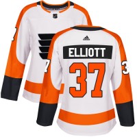 Adidas Philadelphia Flyers #37 Brian Elliott White Road Authentic Women's Stitched NHL Jersey