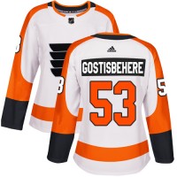 Adidas Philadelphia Flyers #53 Shayne Gostisbehere White Road Authentic Women's Stitched NHL Jersey