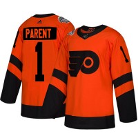 Adidas Philadelphia Flyers #1 Bernie Parent Orange Authentic 2019 Stadium Series Women's Stitched NHL Jersey