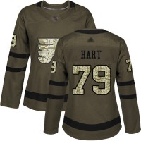 Adidas Philadelphia Flyers #79 Carter Hart Green Salute to Service Women's Stitched NHL Jersey