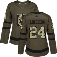 Adidas Vegas Golden Knights #24 Oscar Lindberg Green Salute to Service Women's Stitched NHL Jersey