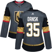 Adidas Vegas Golden Knights #35 Oscar Dansk Grey Home Authentic Women's Stitched NHL Jersey