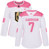 Adidas Vegas Golden Knights #7 Jason Garrison White/Pink Authentic Fashion Women's Stitched NHL Jersey
