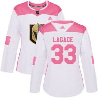 Adidas Vegas Golden Knights #33 Maxime Lagace White/Pink Authentic Fashion Women's Stitched NHL Jersey