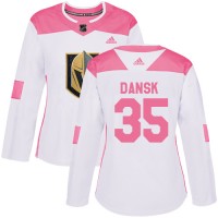 Adidas Vegas Golden Knights #35 Oscar Dansk White/Pink Authentic Fashion Women's Stitched NHL Jersey