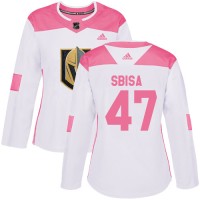 Adidas Vegas Golden Knights #47 Luca Sbisa White/Pink Authentic Fashion Women's Stitched NHL Jersey