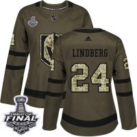 Adidas Vegas Golden Knights #24 Oscar Lindberg Green Salute to Service 2018 Stanley Cup Final Women's Stitched NHL Jersey