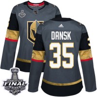 Adidas Vegas Golden Knights #35 Oscar Dansk Grey Home Authentic 2018 Stanley Cup Final Women's Stitched NHL Jersey