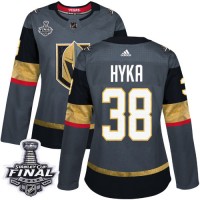 Adidas Vegas Golden Knights #38 Tomas Hyka Grey Home Authentic 2018 Stanley Cup Final Women's Stitched NHL Jersey