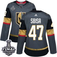 Adidas Vegas Golden Knights #47 Luca Sbisa Grey Home Authentic 2018 Stanley Cup Final Women's Stitched NHL Jersey