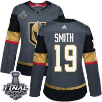Adidas Vegas Golden Knights #19 Reilly Smith Grey Home Authentic 2018 Stanley Cup Final Women's Stitched NHL Jersey