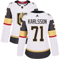 Adidas Vegas Golden Knights #71 William Karlsson White Road Authentic Women's Stitched NHL Jersey