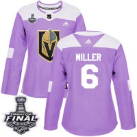 Adidas Vegas Golden Knights #6 Colin Miller Purple Authentic Fights Cancer 2018 Stanley Cup Final Women's Stitched NHL Jersey