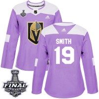 Adidas Vegas Golden Knights #19 Reilly Smith Purple Authentic Fights Cancer 2018 Stanley Cup Final Women's Stitched NHL Jersey
