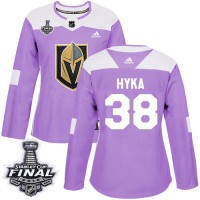 Adidas Vegas Golden Knights #38 Tomas Hyka Purple Authentic Fights Cancer 2018 Stanley Cup Final Women's Stitched NHL Jersey