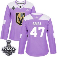 Adidas Vegas Golden Knights #47 Luca Sbisa Purple Authentic Fights Cancer 2018 Stanley Cup Final Women's Stitched NHL Jersey