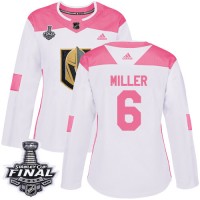 Adidas Vegas Golden Knights #6 Colin Miller White/Pink Authentic Fashion 2018 Stanley Cup Final Women's Stitched NHL Jersey
