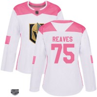 Adidas Vegas Golden Knights #75 Ryan Reaves White/Pink Authentic Fashion Women's Stitched NHL Jersey