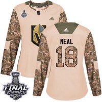 Adidas Vegas Golden Knights #18 James Neal Camo Authentic 2017 Veterans Day 2018 Stanley Cup Final Women's Stitched NHL Jersey