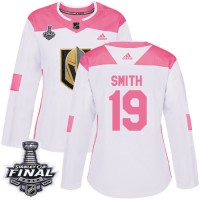 Adidas Vegas Golden Knights #19 Reilly Smith White/Pink Authentic Fashion 2018 Stanley Cup Final Women's Stitched NHL Jersey