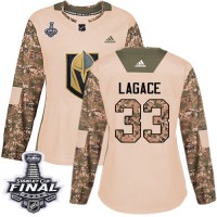 Adidas Vegas Golden Knights #33 Maxime Lagace Camo Authentic 2017 Veterans Day 2018 Stanley Cup Final Women's Stitched NHL Jersey