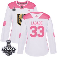 Adidas Vegas Golden Knights #33 Maxime Lagace White/Pink Authentic Fashion 2018 Stanley Cup Final Women's Stitched NHL Jersey